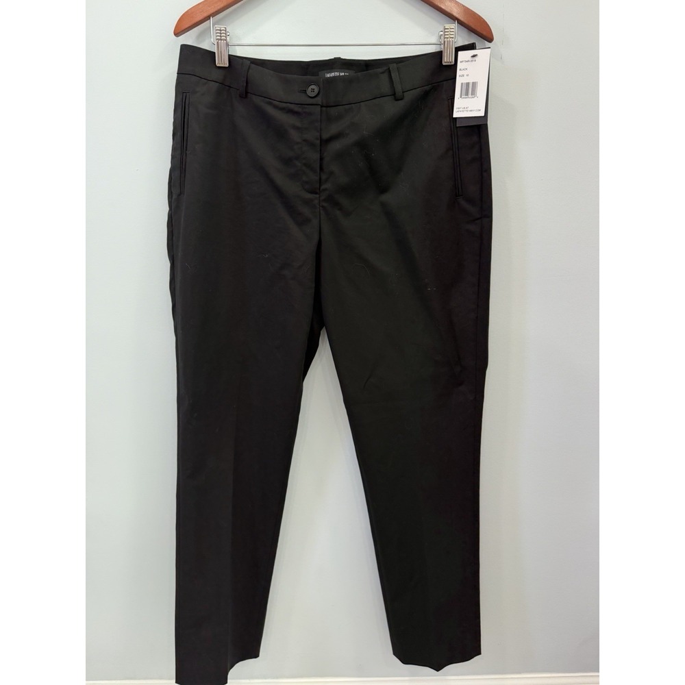 Lafayette 148 New York Black Slim Leg Ankle Dress Pants Women's 10 Cotton NWT